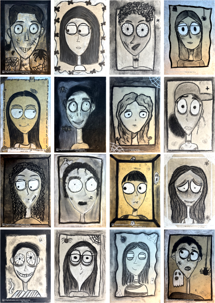 Tim-Burton-2-728x1024 “Sombras e Expressões: Autorretratos ao Estilo de Tim Burton” 